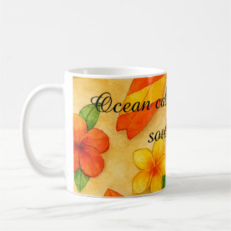 Copacabana Beach Watercolor Floral Tropical Coffee Mug
