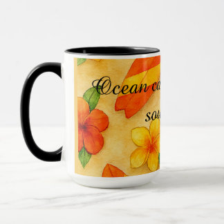 Copacabana Beach Watercolor Floral Tropical Mug
