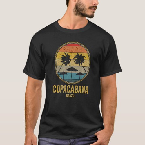 Copacabana Brazil Retro Vintage Sunset 80s Beach D T_Shirt