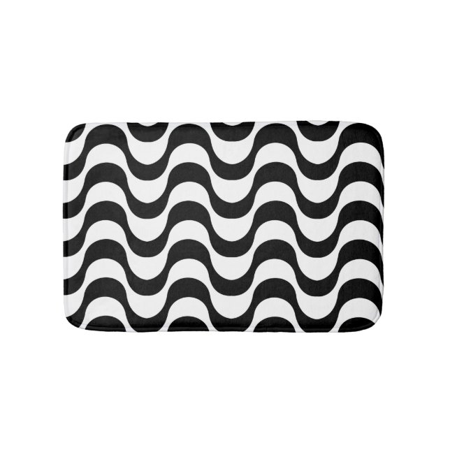 Copacabana pattern Black & White Bath Mat (Front)