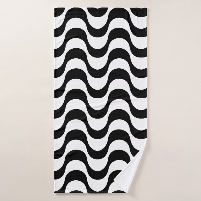 Copacabana pattern Black & White Bath Towel (Bath Towel)