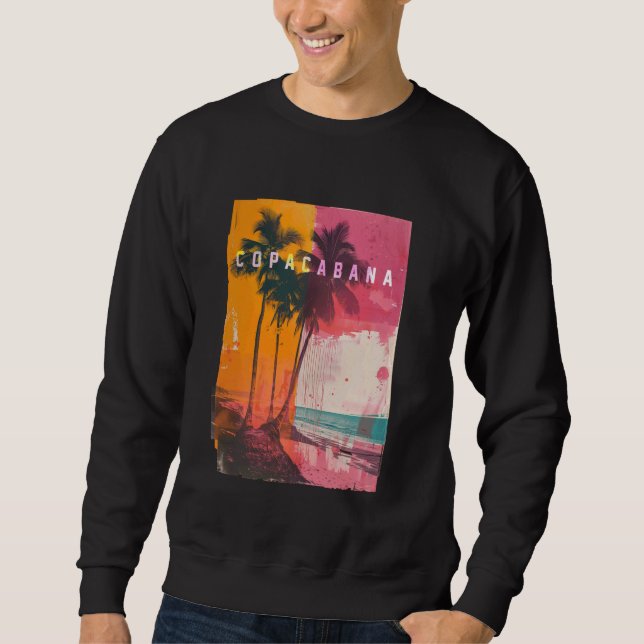 Copacabana Rio de Janeiro Brazil Retro Beach Sunse Sweatshirt (Front)