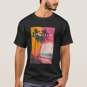 Copacabana Rio de Janeiro Brazil Retro Beach Sunse T-Shirt