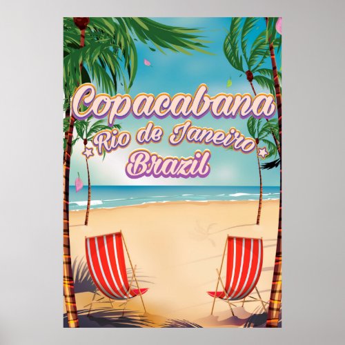Copacabana Rio de Janeiro travel beach poster