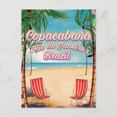 Copacabana Rio de Janeiro travel beach poster Postcard