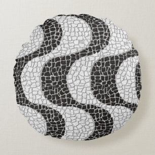 Copacabana Sidewalk Brazilian pattern Round Pillow