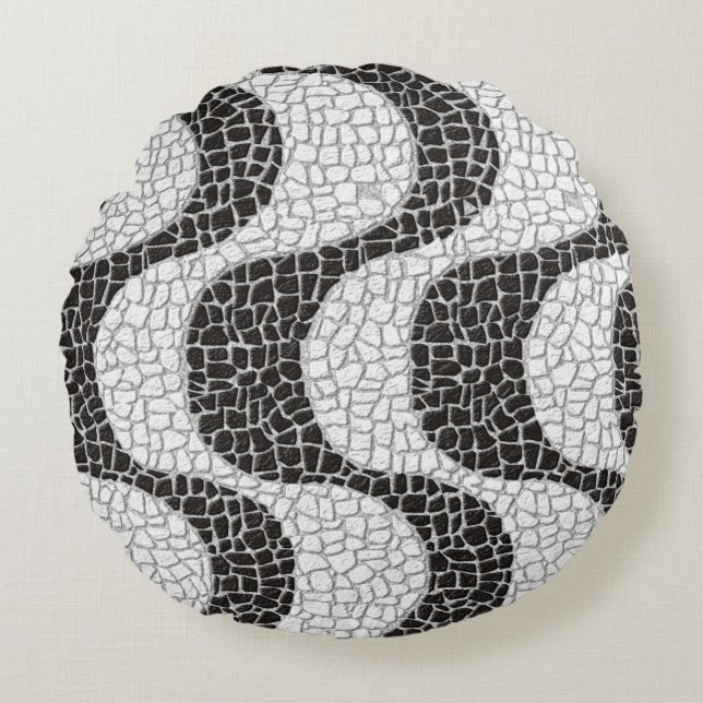 Copacabana Sidewalk Brazilian pattern Round Pillow (Front)