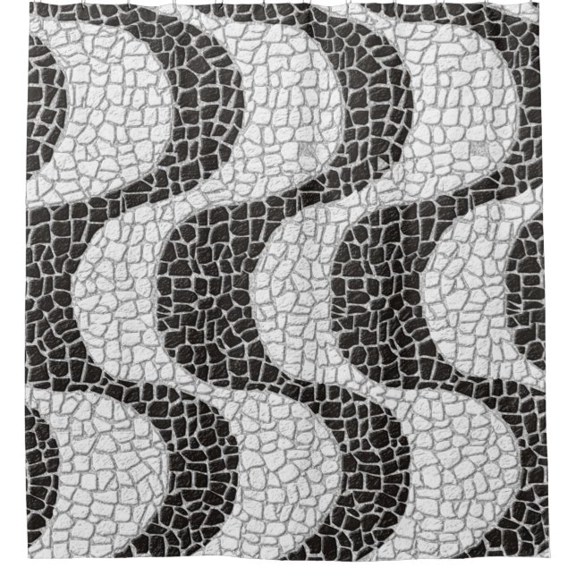 Copacabana Sidewalk Brazilian pattern Shower Curtain (Front)