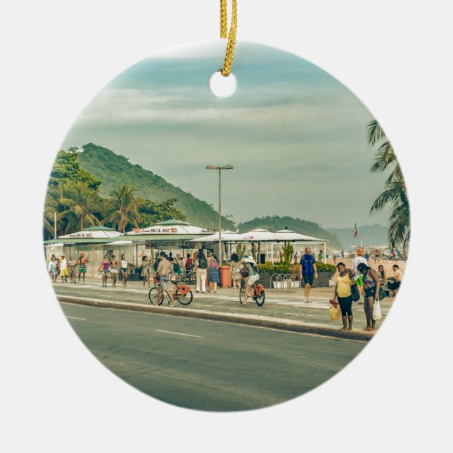 Copacabana Sidewalk Rio de Janeiro Brazil Ceramic Ornament (Front)