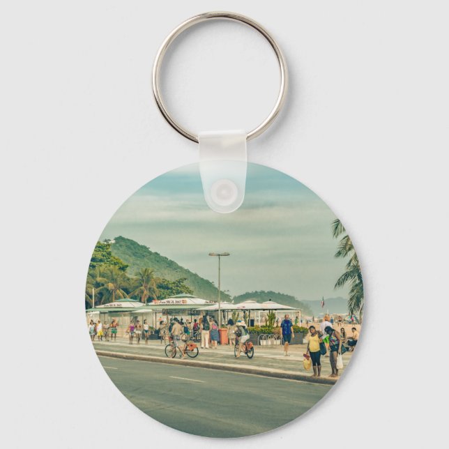 Copacabana Sidewalk Rio de Janeiro Brazil Keychain (Front)