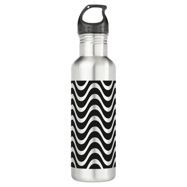 Copacabana Waves Abstract Art Stainless Steel Water Bottle (Front)