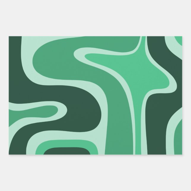 Copacetic Retro Abstract Pattern in Green Wrapping Paper Sheets (Front)