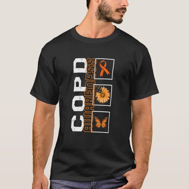 COPD Awareness COPD Orange Ribbon Sunflower Butter T-Shirt (Front)