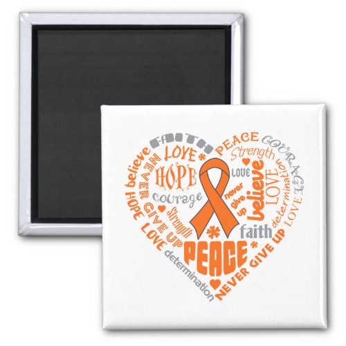 COPD Awareness Heart Words orange Magnet