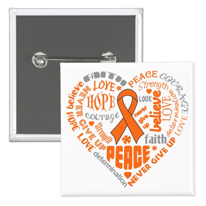 COPD Awareness Heart Words (orange) Pins