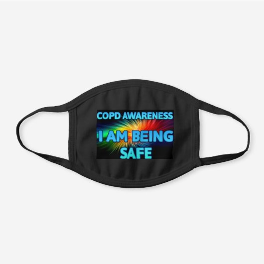COPD AWARENESS I AM BEING SAFE BLACK COTTON FACE MASK (Front)