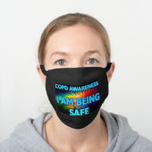 COPD AWARENESS I AM BEING SAFE BLACK COTTON FACE MASK (Worn)
