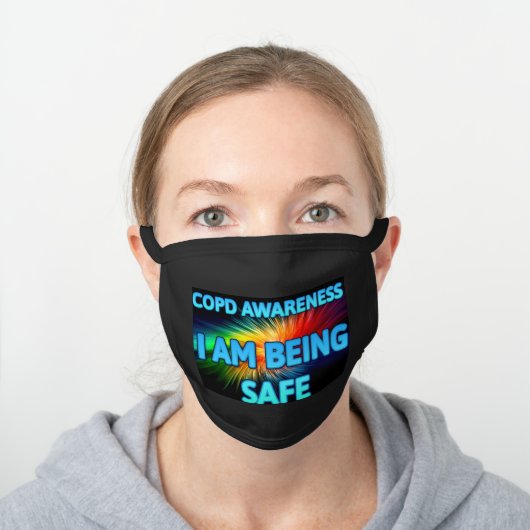 COPD AWARENESS I AM BEING SAFE BLACK COTTON FACE MASK (Worn)