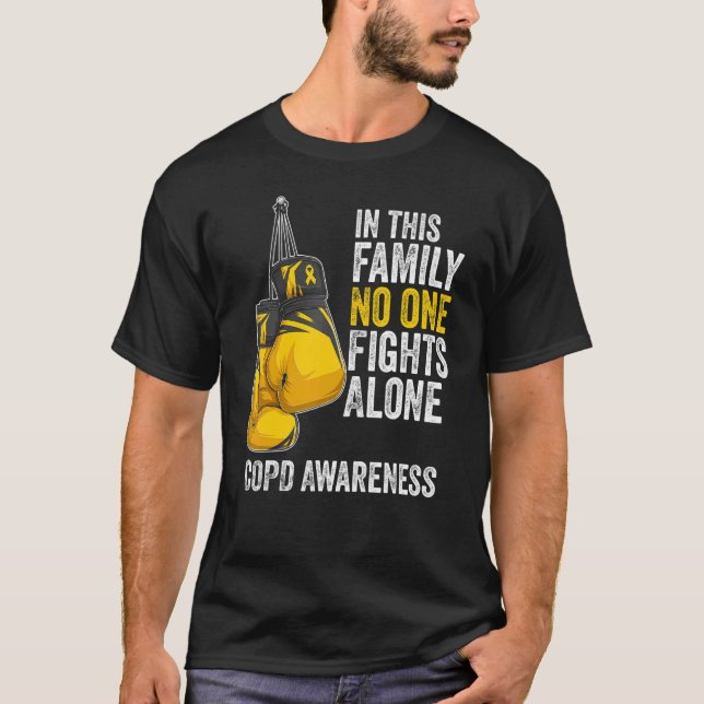 COPD Awareness Month Gloves Gold Yellow Ribbon T-Shirt (Front)