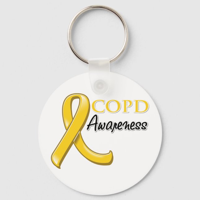 COPD Awareness Ribbon (gold ribbon) Keychain (Front)