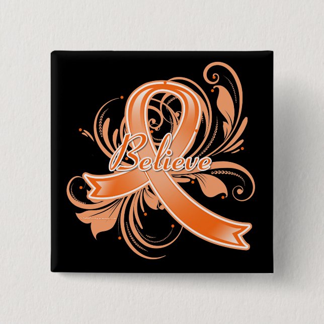 COPD Believe Flourish Ribbon v2 Pinback Button (Front)