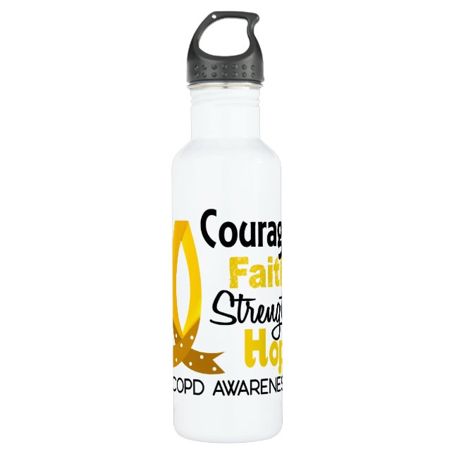 COPD Courage Faith 1 Stainless Steel Water Bottle (Front)