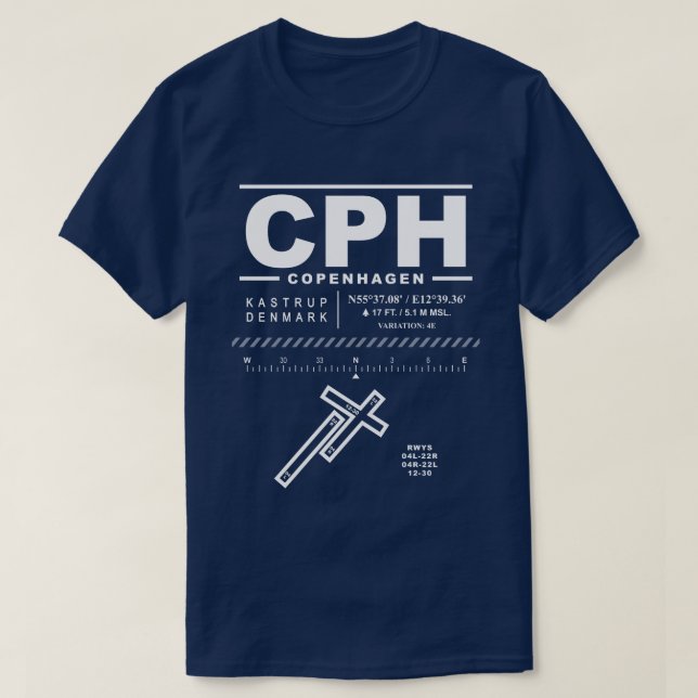 Copenhagen Airport, Kastrup CPH T-Shirt (Design Front)