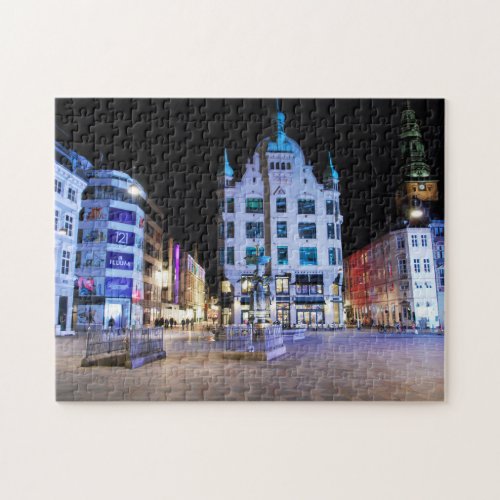 Copenhagen City Hall Square at Night Jigsaw Puzzle
