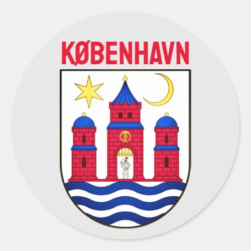 Copenhagen coat of arms _ DENMARK Classic Round Sticker