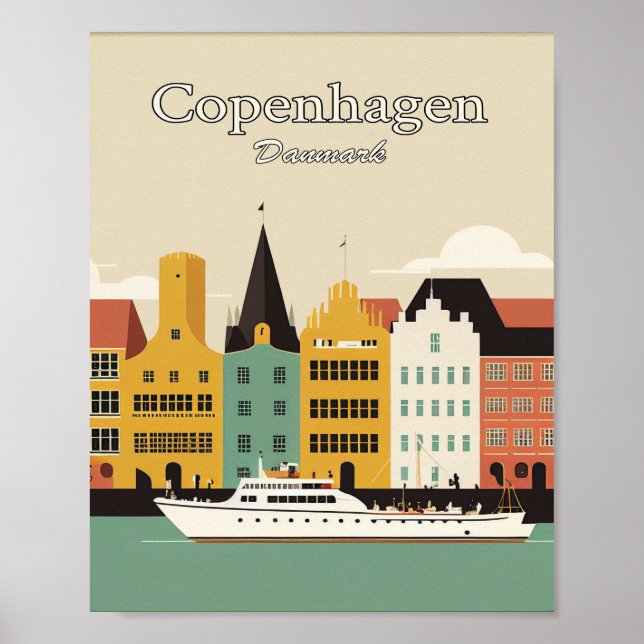 Copenhagen Danmark Minimalist Vintage Art Poster (Front)