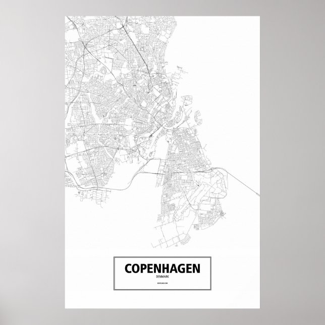 Copenhagen, Denmark (black on white) Poster (Front)