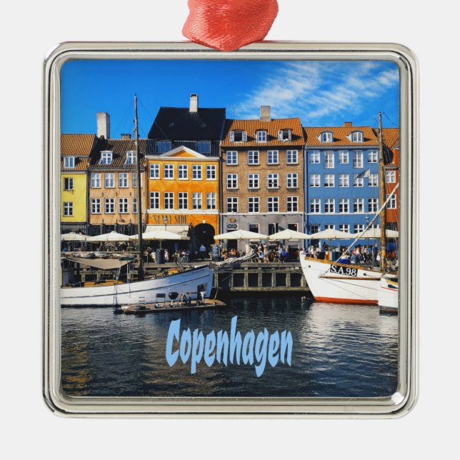 Copenhagen Denmark Capital Canal Homes Nyhavn Metal Ornament (Front)