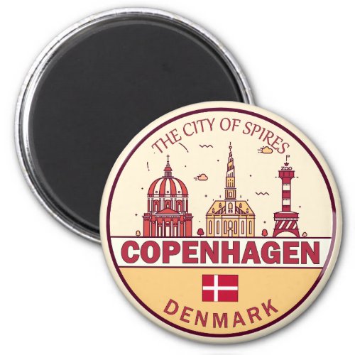 Copenhagen Denmark City Skyline Emblem Magnet