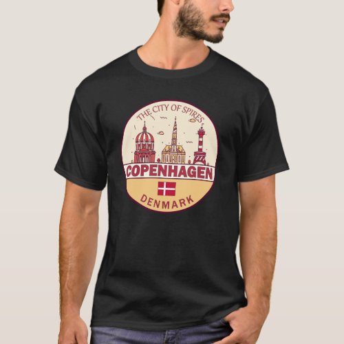 Copenhagen Denmark City Skyline Emblem T_Shirt