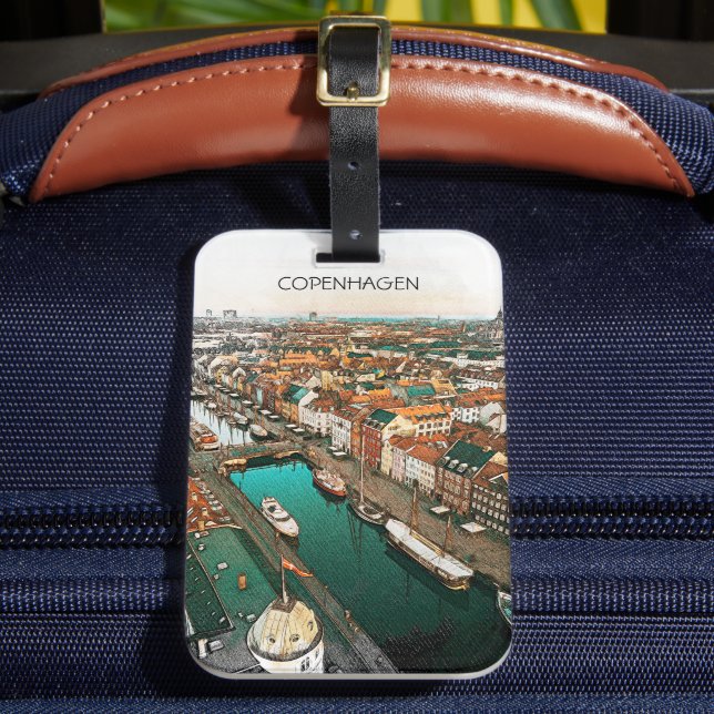 Copenhagen Denmark City View Luggage Tag (Front Insitu 2)