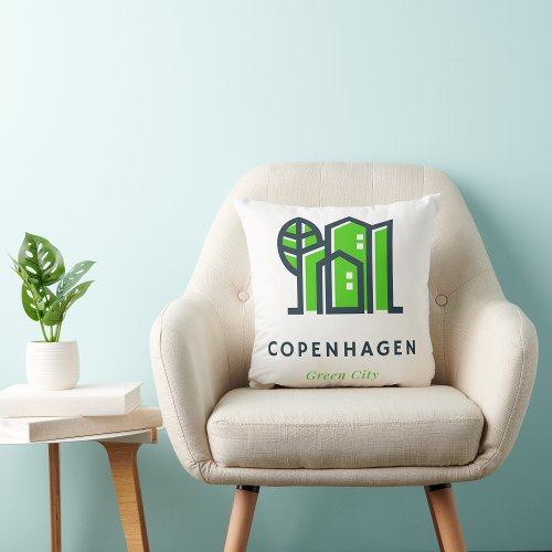 Copenhagen Denmark Danish Sustainable Green City Throw Pillow