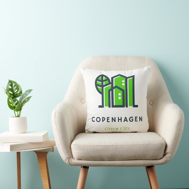 Copenhagen Denmark Danish Sustainable Green City Throw Pillow (Creator Uploaded)