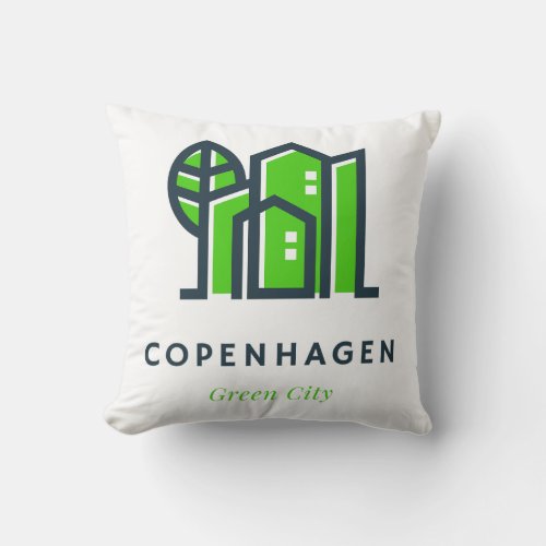 Copenhagen Denmark Danish Sustainable Green City Throw Pillow
