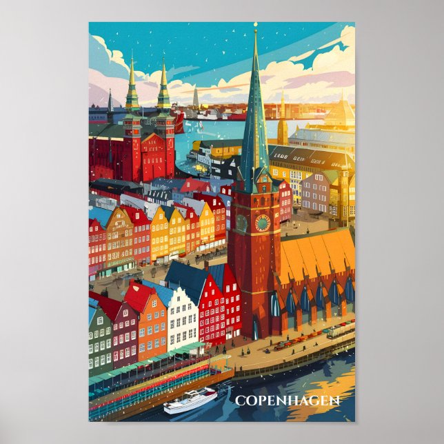 Copenhagen Denmark Famous Travel Place Poster (Front)