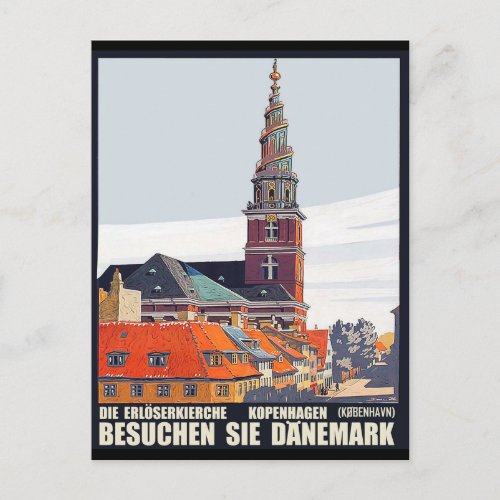 Copenhagen Denmark Houses in downtown and church Postcard
