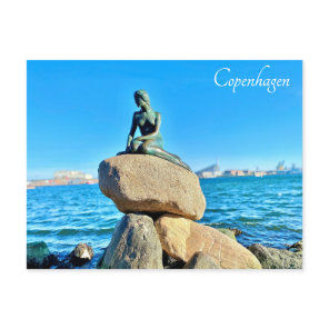 Copenhagen Denmark Little Mermaid Statue Travel Postcard