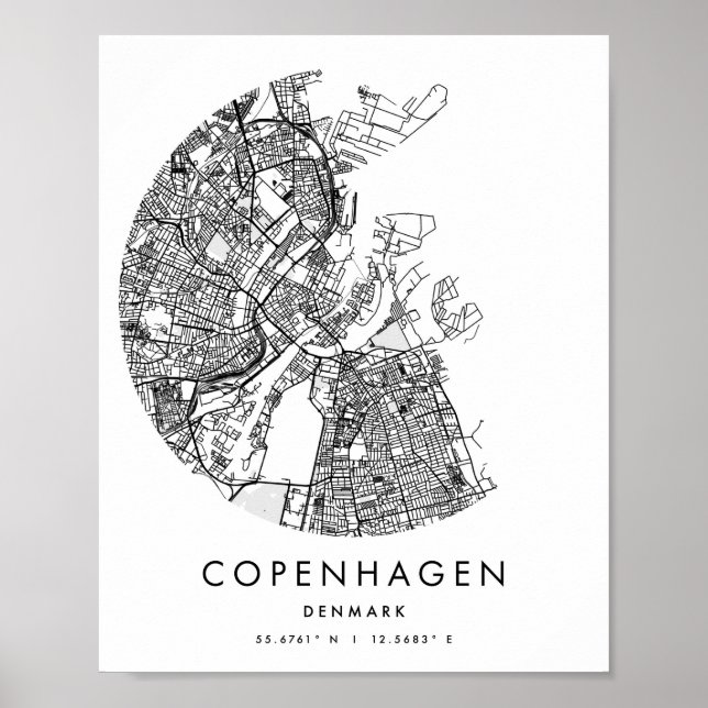 Copenhagen Denmark Minimal Modern Circle Street Poster (Front)