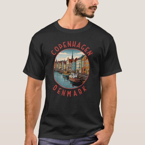 Copenhagen Denmark Retro Distressed Circle T_Shirt