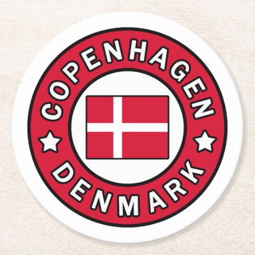 Copenhagen Denmark Round Paper Coaster