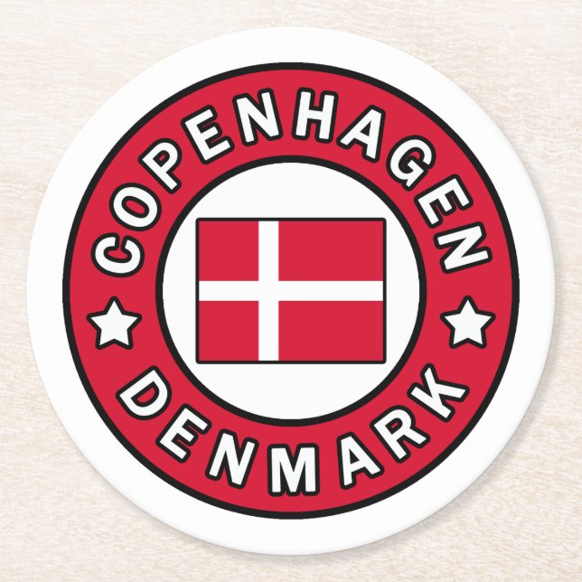 Copenhagen Denmark Round Paper Coaster (Front)