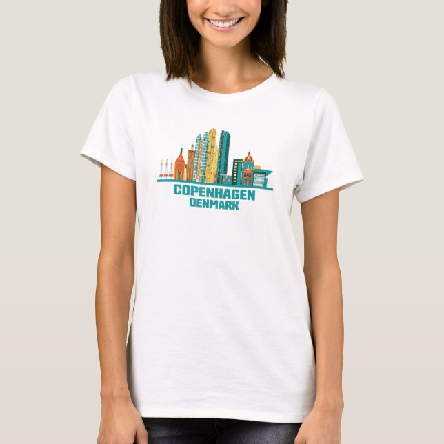 Copenhagen Denmark Skyline Dane Cityscape Danes Da T-Shirt (Front)