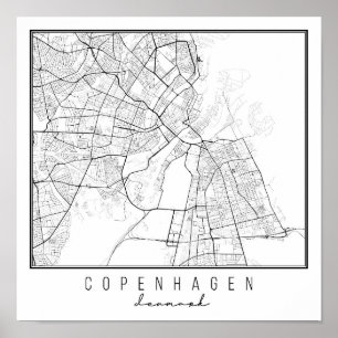 Copenhagen Denmark Street Map Poster