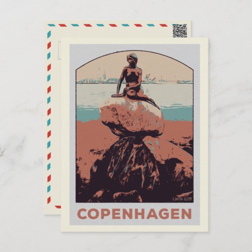 Copenhagen Denmark The Little Mermaid statue Post Postcard