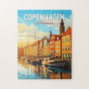 Copenhagen Denmark Travel Art Vintage Jigsaw Puzzle