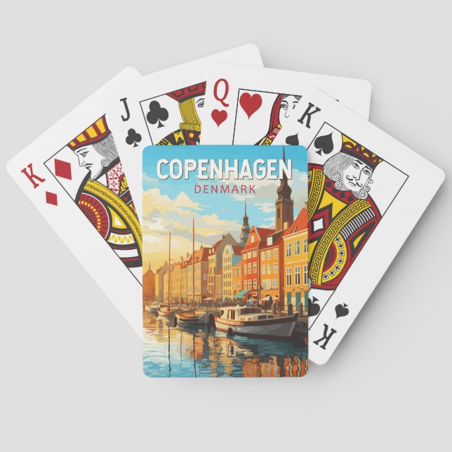 Copenhagen Denmark Travel Art Vintage Poker Cards (Back)